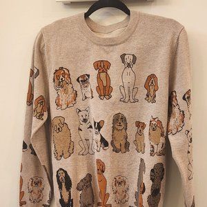 Women Small Sweater Dogs Brown